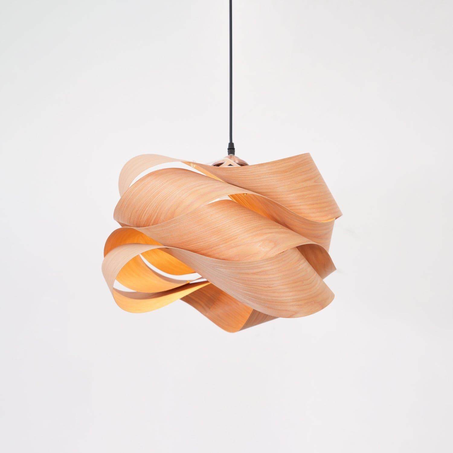 Pendant Light Wood Grain LED 17.7 in Dining Room Kitchen Island Ceiling Lamp Elegant Modern Design | Thomler