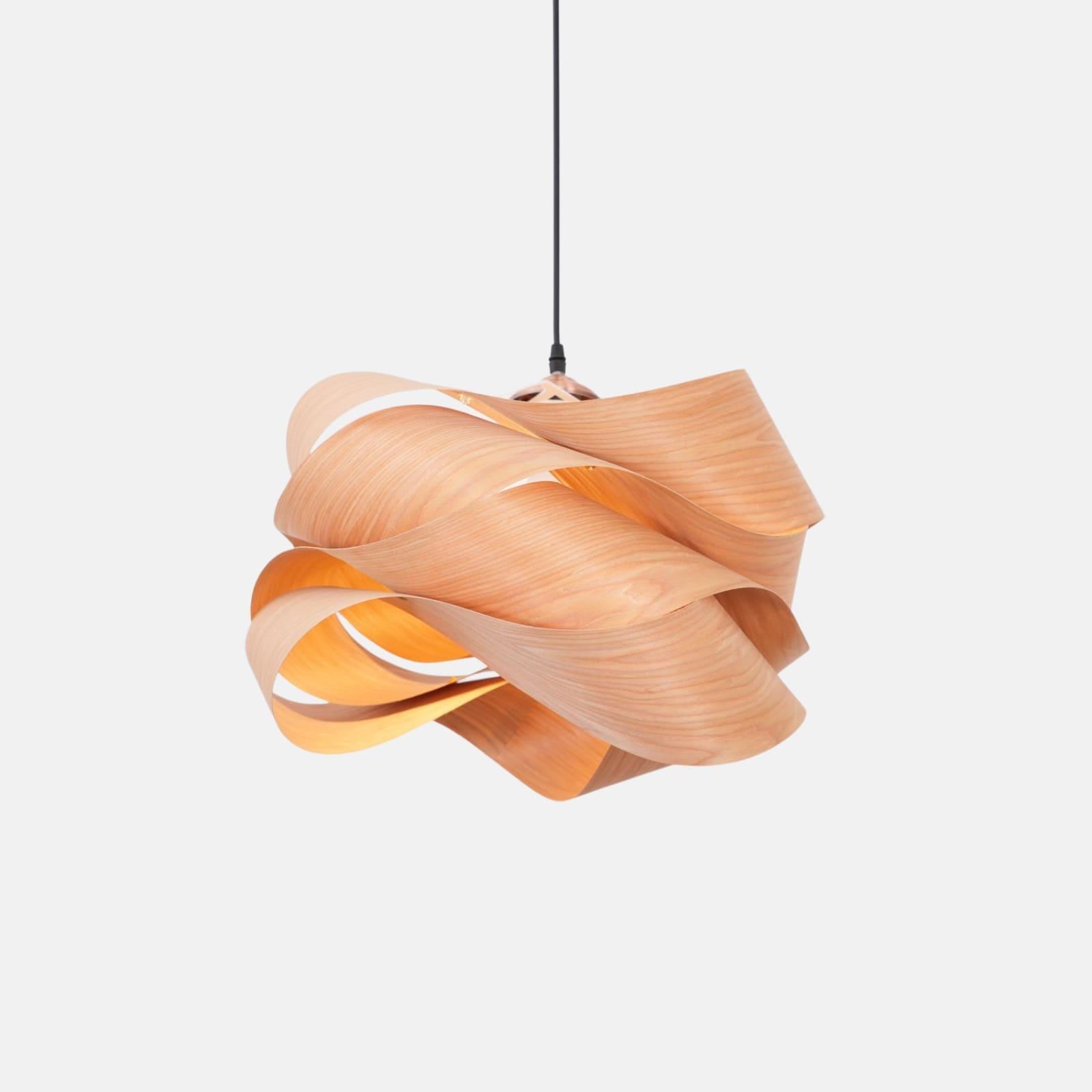 Pendant Light Wood Grain LED 17.7 in Dining Room Kitchen Island Ceiling Lamp Elegant Modern Design | Thomler
