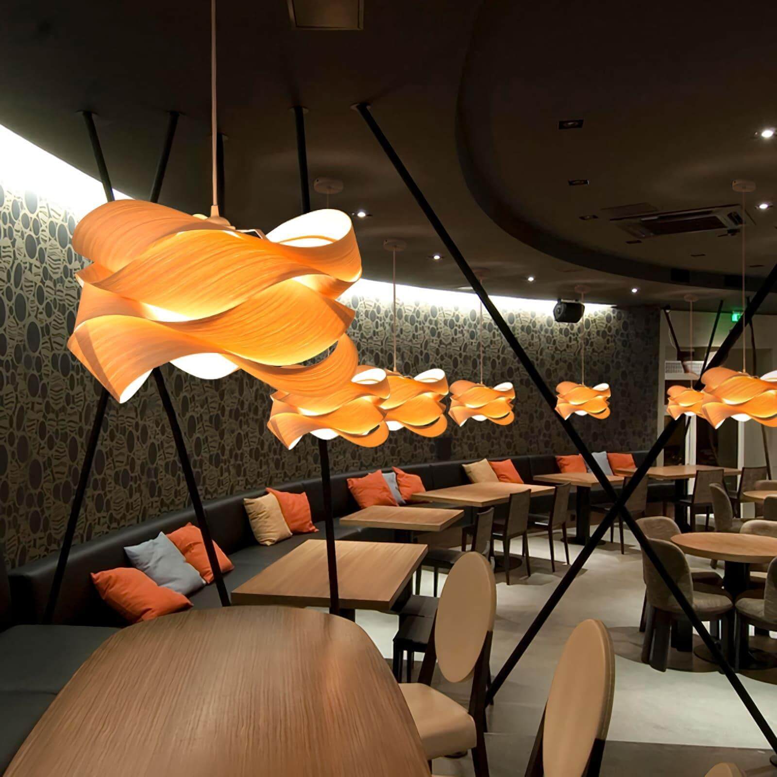 Pendant Light Wood Grain LED 17.7 in Dining Room Kitchen Island Ceiling Lamp Elegant Modern Design | Thomler