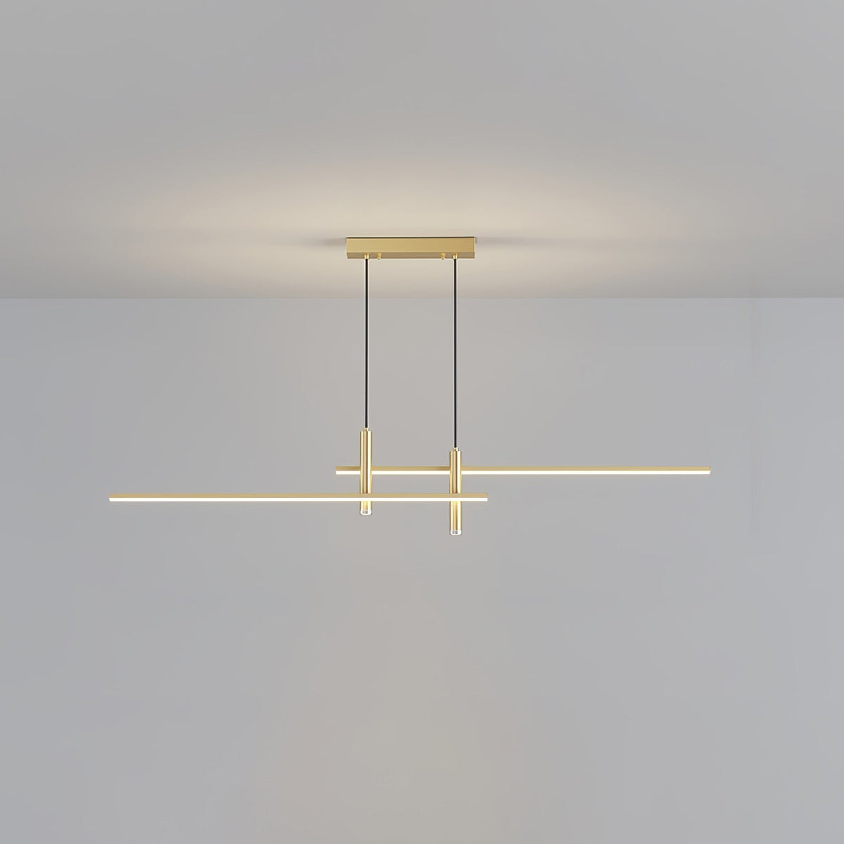 Linear Track Pendant Light Metal 2-Spotlight Bar Adjustable Modern Suspended Fixture for Kitchen Island Dining Living Room | Thomler