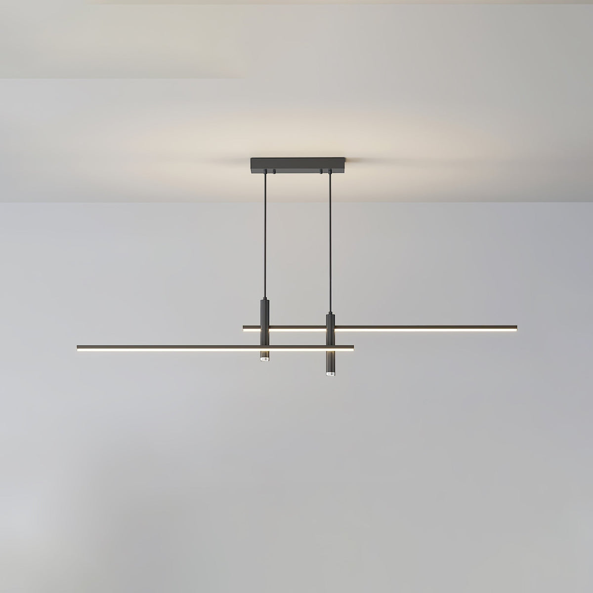 Linear Track Pendant Light Metal 2-Spotlight Bar Adjustable Modern Suspended Fixture for Kitchen Island Dining Living Room | Thomler