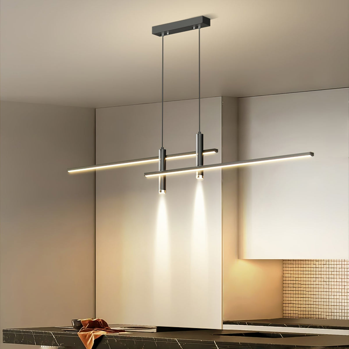 Industrial Bar Spotlight Fixture for Dining & Kitchen Islands | Adjustable Hanging Track Luminaire | Thomler