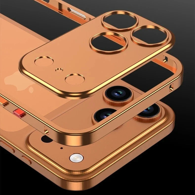 Aluminum Bumper Case for iPhone with Ventilation Grills & Detachable Lens Shield – Shock-Absorbing Frame for 12 Pro Max to 17 Series | Thomler