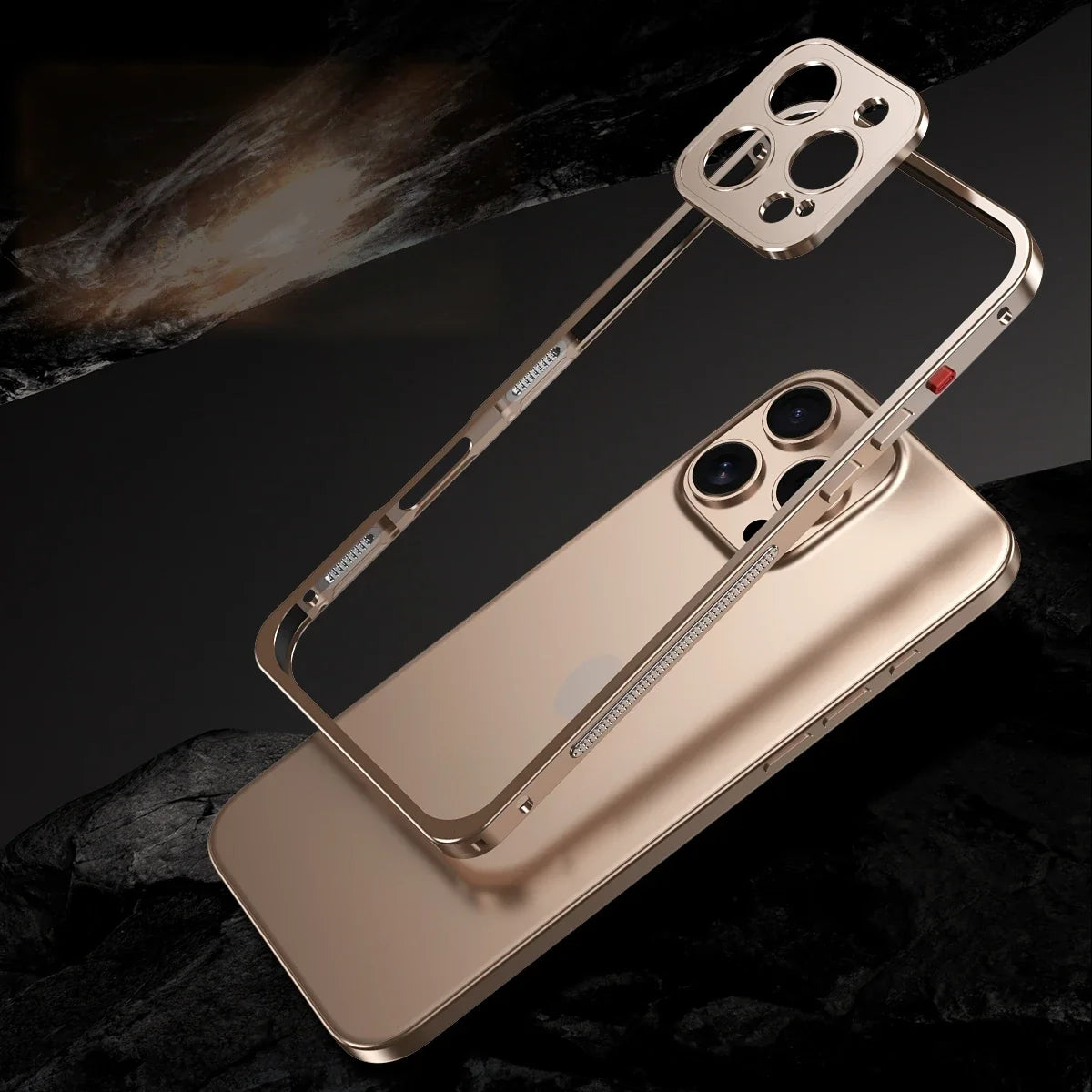 Aluminum Bumper Case for iPhone with Ventilation Grills & Detachable Lens Shield – Shock-Absorbing Frame for 12 Pro Max to 17 Series | Thomler