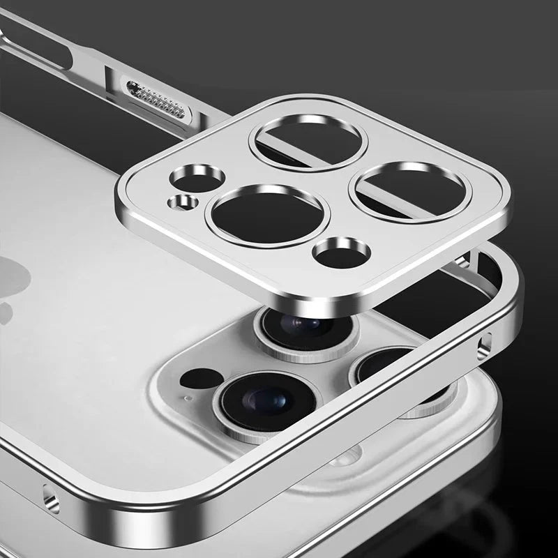 Aluminum Bumper Case for iPhone with Ventilation Grills & Detachable Lens Shield – Shock-Absorbing Frame for 12 Pro Max to 17 Series | Thomler