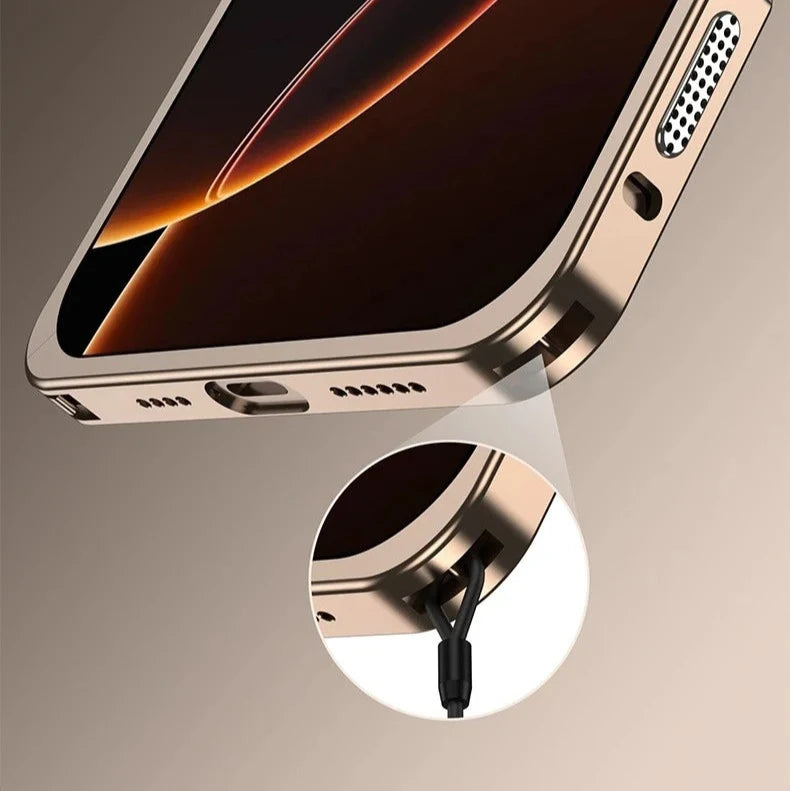 Aluminum Bumper Case for iPhone with Ventilation Grills & Detachable Lens Shield – Shock-Absorbing Frame for 12 Pro Max to 17 Series | Thomler