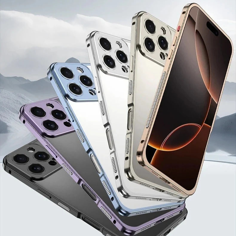 Aluminum Bumper Case for iPhone with Ventilation Grills & Detachable Lens Shield – Shock-Absorbing Frame for 12 Pro Max to 17 Series | Thomler