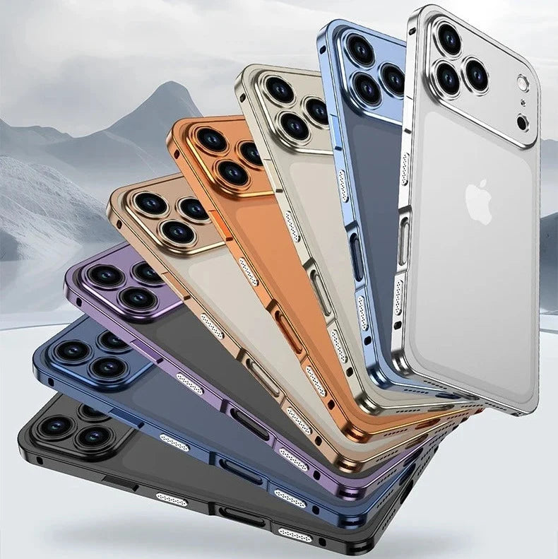 Aluminum Bumper Case for iPhone with Ventilation Grills & Detachable Lens Shield – Shock-Absorbing Frame for 12 Pro Max to 17 Series | Thomler