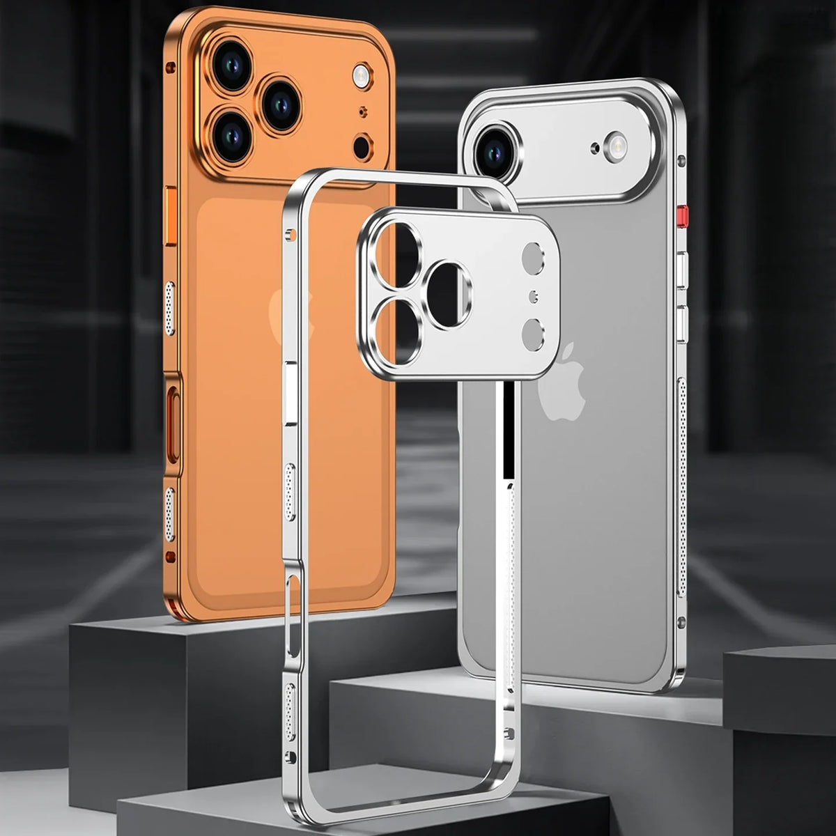 Aluminum Bumper Case for iPhone with Ventilation Grills & Detachable Lens Shield – Shock-Absorbing Frame for 12 Pro Max to 17 Series | Thomler