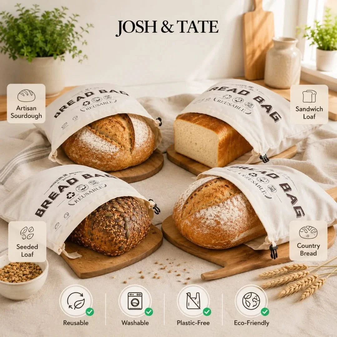 Washable Cotton Keeper for Homemade & Bakery Loaves – Clip-Seal Storage Pouch for Counter & Pantry | Thomler