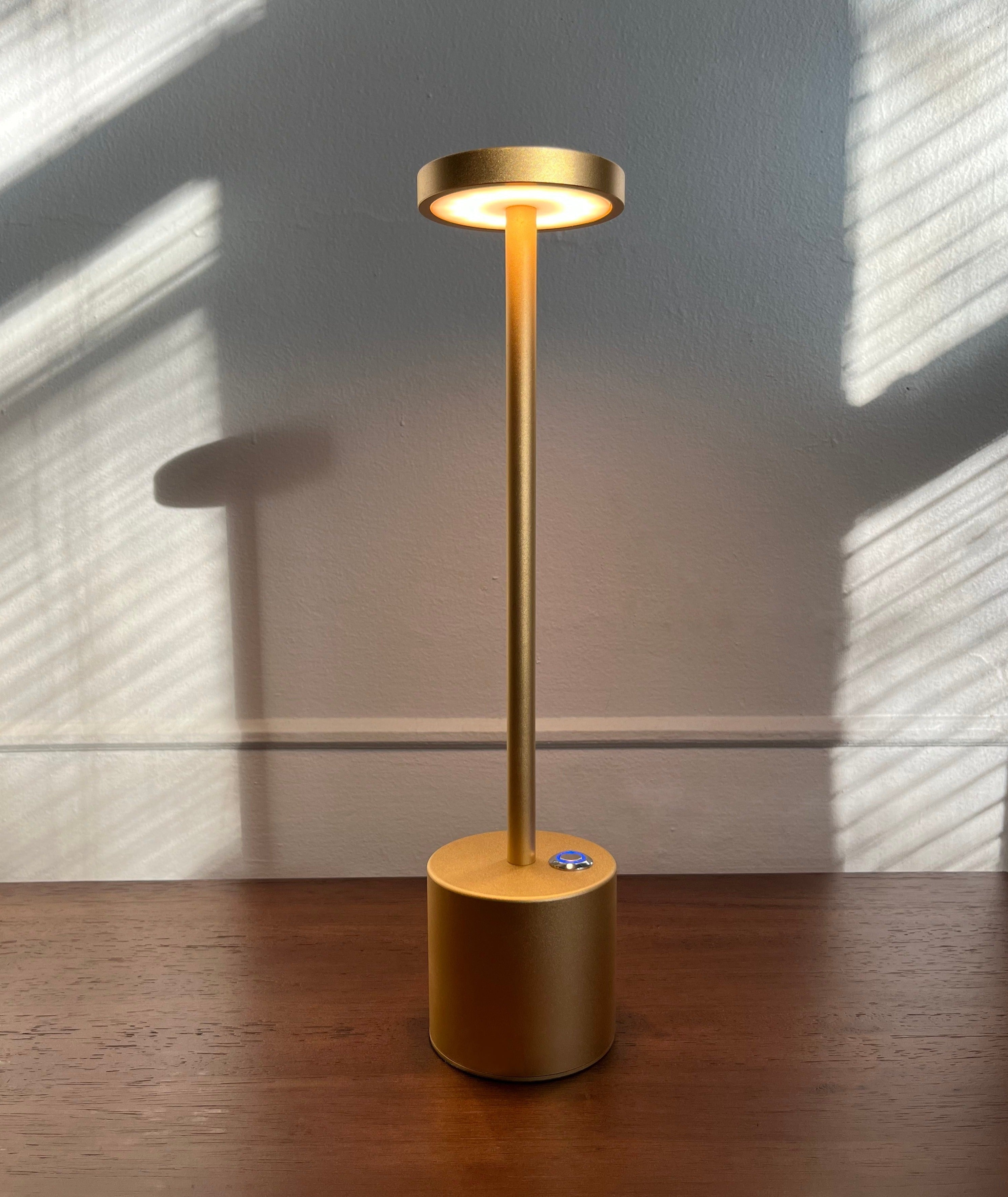 Table Lamp Aluminium 34.0 cm Gold Wireless Rechargeable Patio Bedroom Dimmable LED Indoor Outdoor Lighting | Thomler