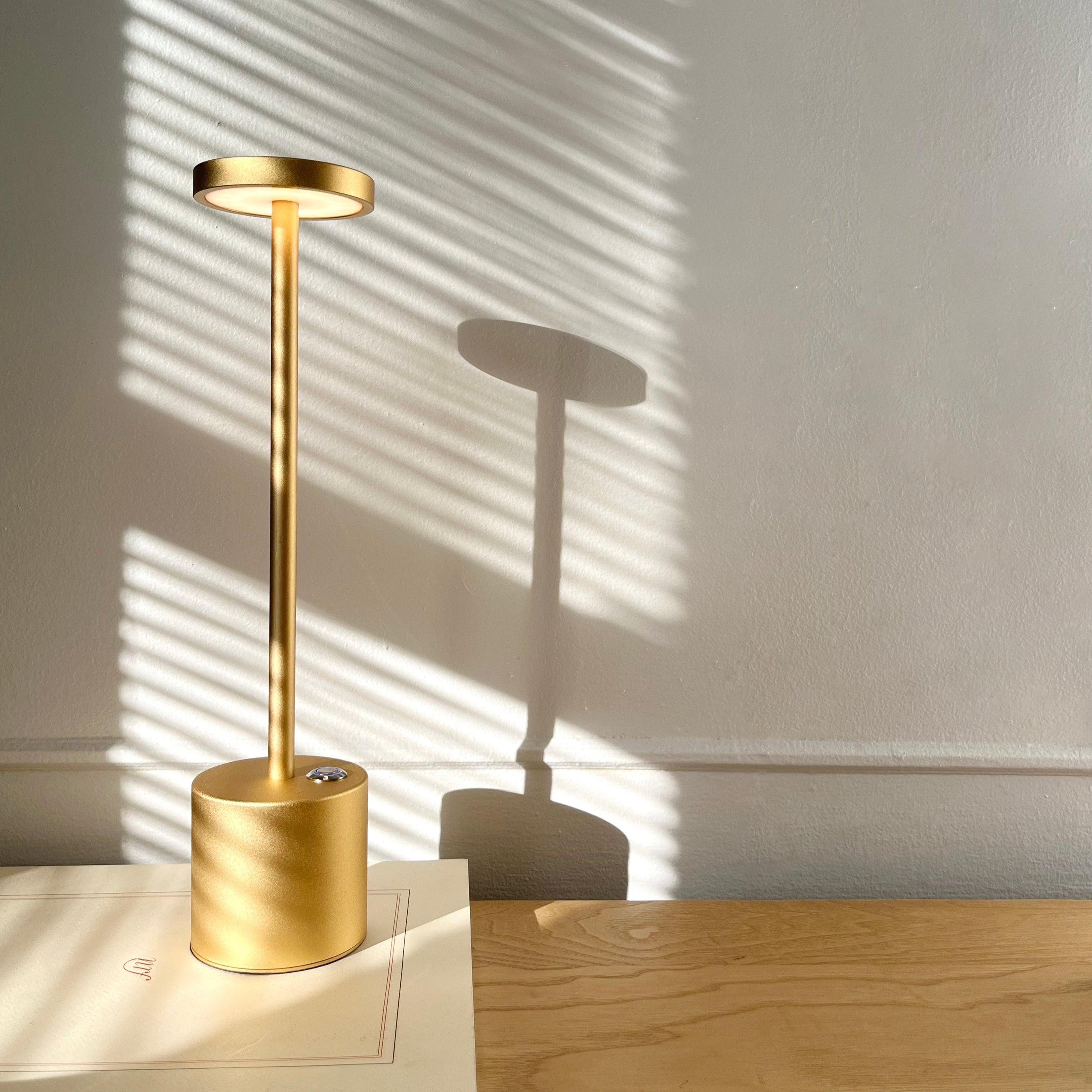 Table Lamp Aluminium 34.0 cm Gold Wireless Rechargeable Patio Bedroom Dimmable LED Indoor Outdoor Lighting | Thomler