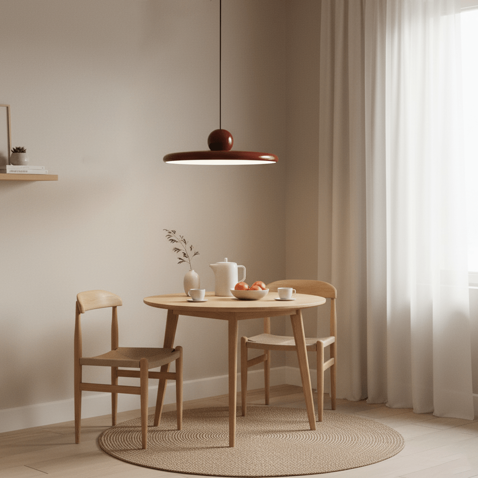 Metal Pendant Ceiling Light 11.8 in Round Disk Warm LED Indoor Dining Room Kitchen Island Hanging Fixture | Thomler