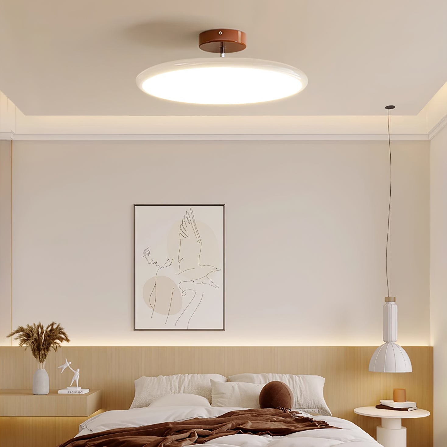 Drift Adjustable LED Ceiling Lamp 11.8 in Soft Ambient Indoor Lighting Beige Green | Thomler