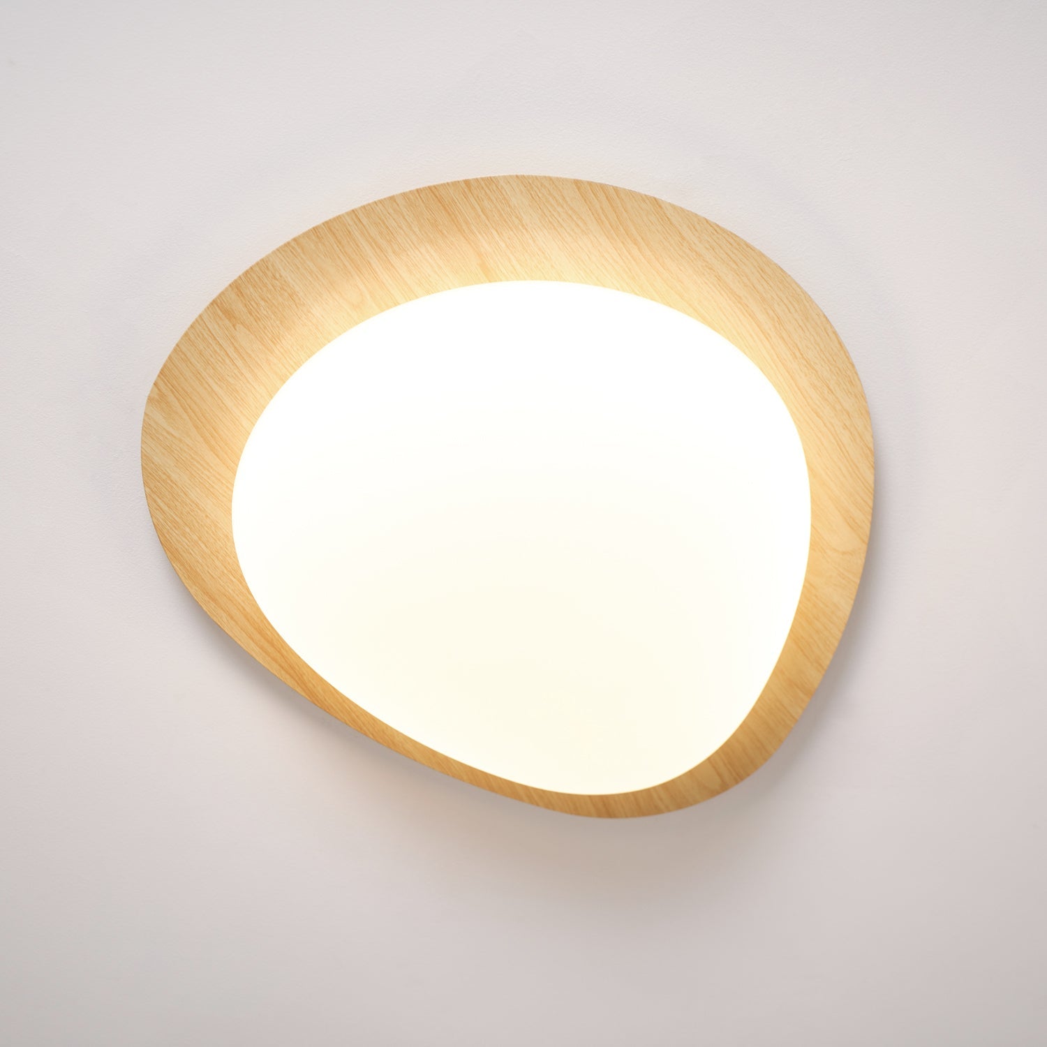 Pebble Ceiling Light 11.8 in 12W Walnut Grain Indoor Flush Mount LED | Modern Bedroom Living Room Dining Room Ceiling Fixture | Thomler