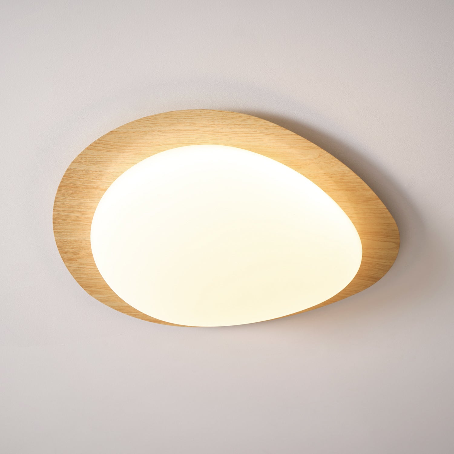 Pebble Ceiling Light 11.8 in 12W Walnut Grain Indoor Flush Mount LED | Modern Bedroom Living Room Dining Room Ceiling Fixture | Thomler