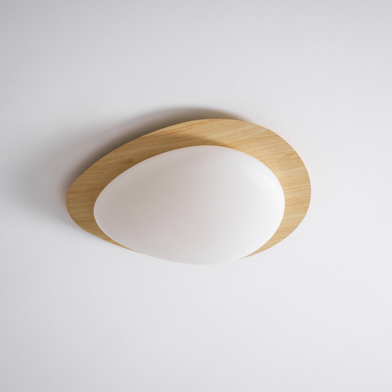 Pebble Ceiling Light 11.8 in 12W Walnut Grain Indoor Flush Mount LED | Modern Bedroom Living Room Dining Room Ceiling Fixture | Thomler
