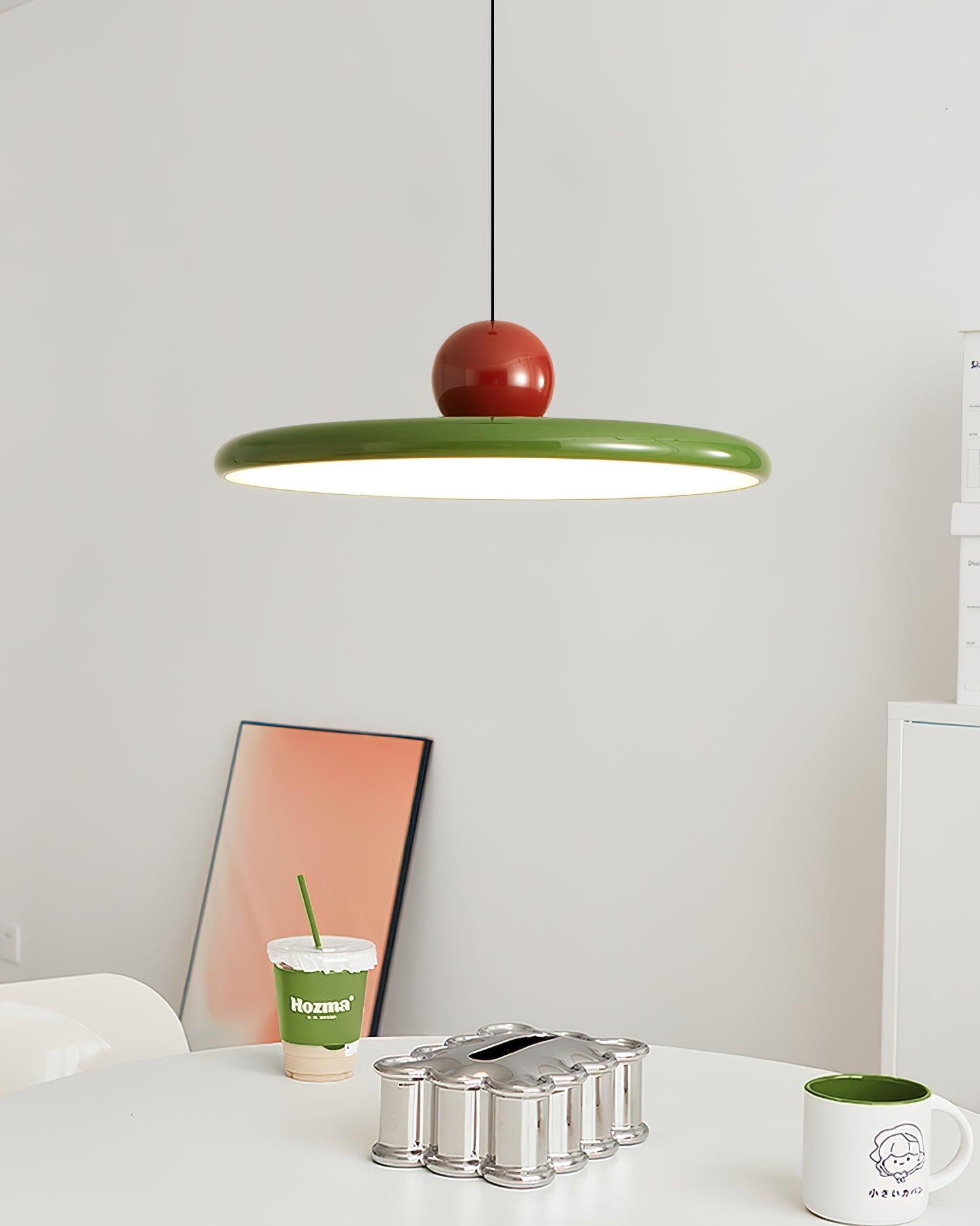 Metal Pendant Ceiling Light 11.8 in Round Disk Warm LED Indoor Dining Room Kitchen Island Hanging Fixture | Thomler
