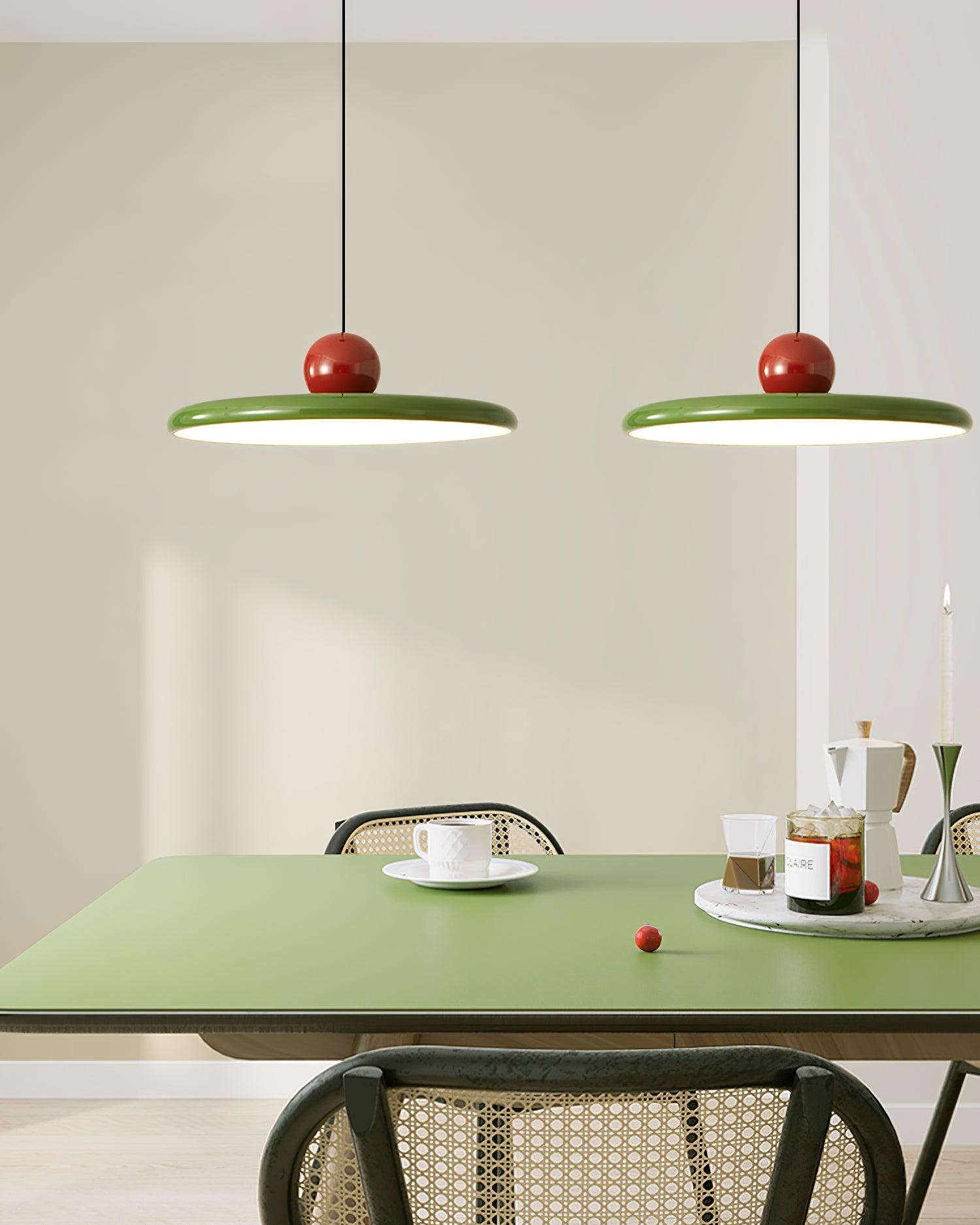 Metal Pendant Ceiling Light 11.8 in Round Disk Warm LED Indoor Dining Room Kitchen Island Hanging Fixture | Thomler