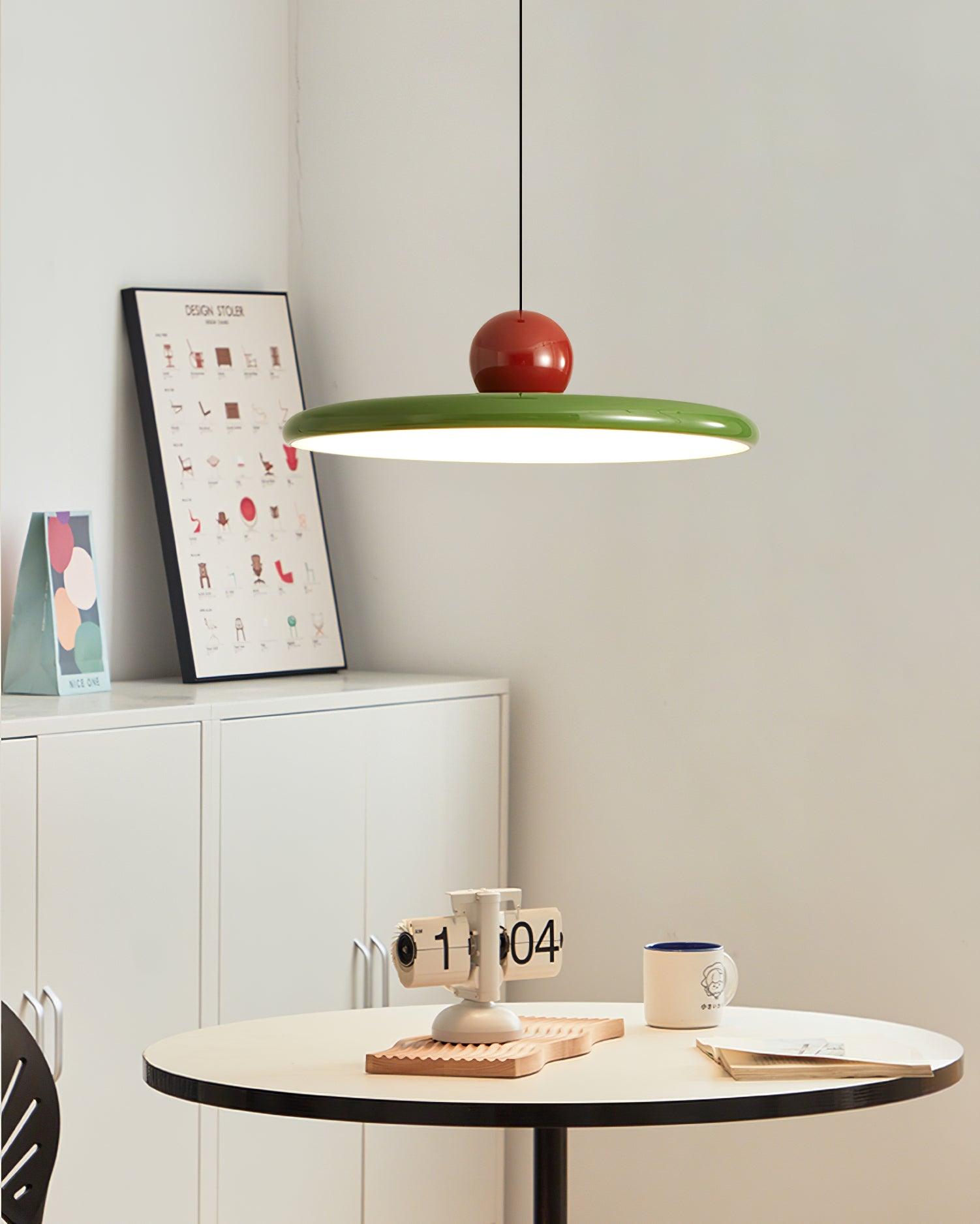 Metal Pendant Ceiling Light 11.8 in Round Disk Warm LED Indoor Dining Room Kitchen Island Hanging Fixture | Thomler