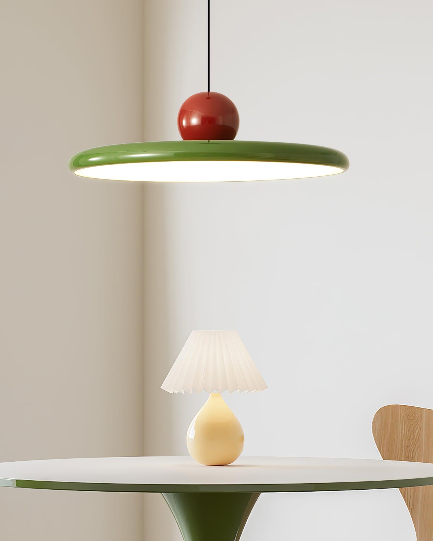 Metal Pendant Ceiling Light 11.8 in Round Disk Warm LED Indoor Dining Room Kitchen Island Hanging Fixture | Thomler