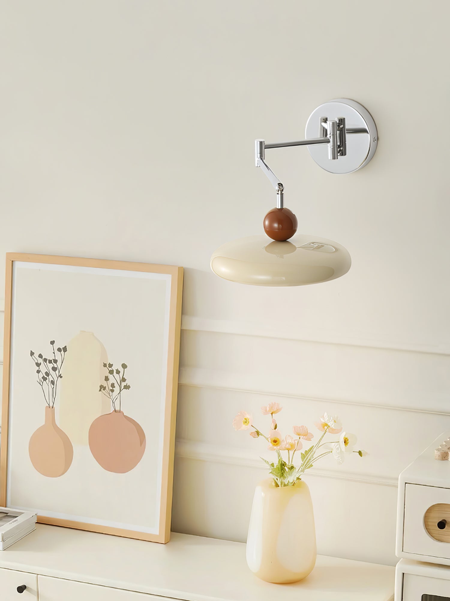 Metal Plug-In Wall Lamp 7.9 in x 4.7 in Warm Glow Indoor Accent Lighting Chrome Green Beige | Thomler