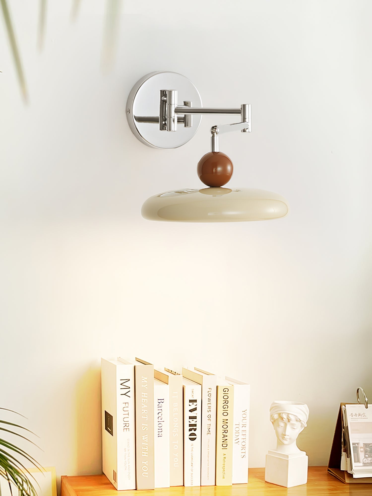 Metal Plug-In Wall Lamp 7.9 in x 4.7 in Warm Glow Indoor Accent Lighting Chrome Green Beige | Thomler