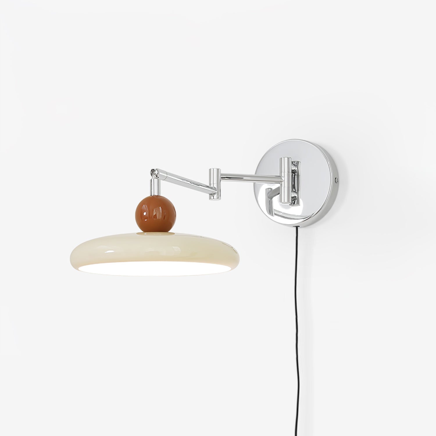 Metal Plug-In Wall Lamp 7.9 in x 4.7 in Warm Glow Indoor Accent Lighting Chrome Green Beige | Thomler