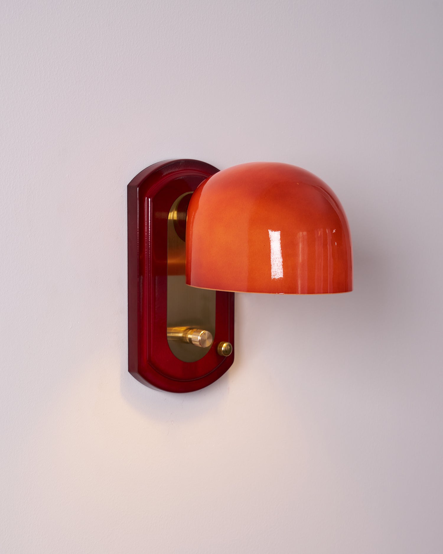 Wall Lamp Metal Dome 7.8 in Gold Red Hardwired Bedroom Living Room Hallway Lighting Fixture | Thomler