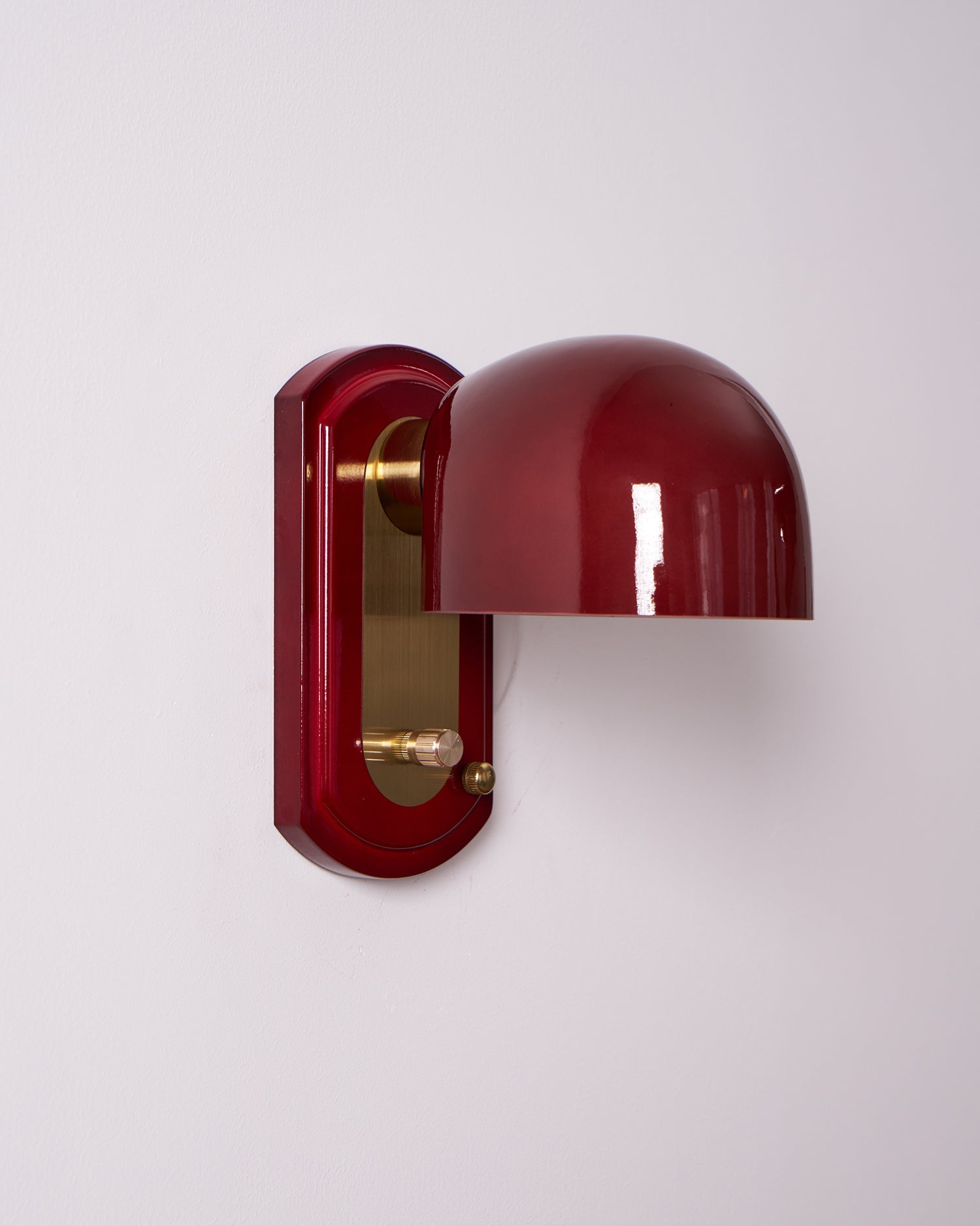 Wall Lamp Metal Dome 7.8 in Gold Red Hardwired Bedroom Living Room Hallway Lighting Fixture | Thomler
