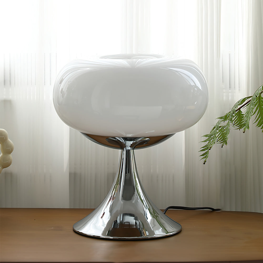 Table Lamp Metal 11 in LED Indoor Living Room Bedroom Desk Night Light Chrome White Green Cream | Thomler