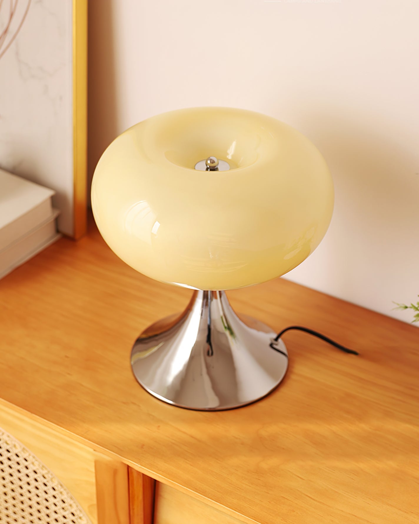 Table Lamp Metal 11 in LED Indoor Living Room Bedroom Desk Night Light Chrome White Green Cream | Thomler