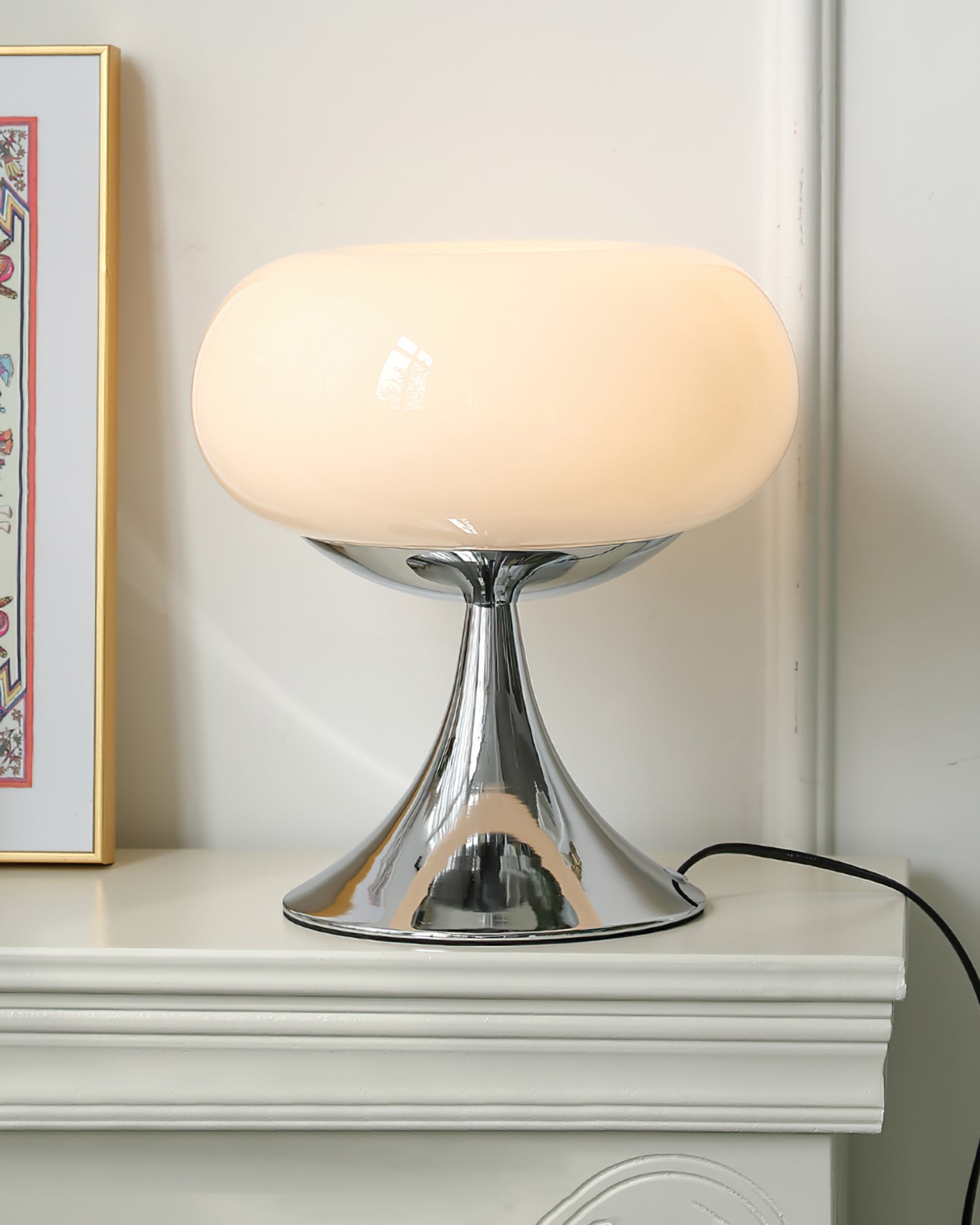 Table Lamp Metal 11 in LED Indoor Living Room Bedroom Desk Night Light Chrome White Green Cream | Thomler