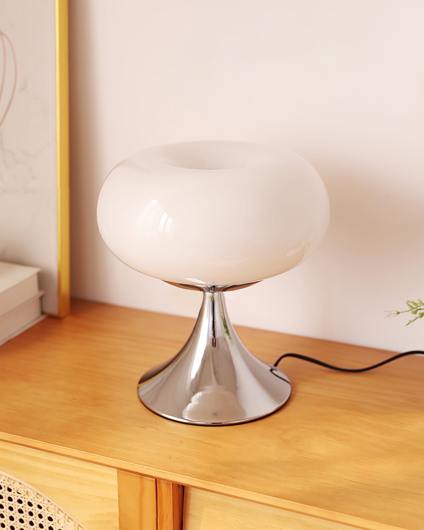 Table Lamp Metal 11 in LED Indoor Living Room Bedroom Desk Night Light Chrome White Green Cream | Thomler