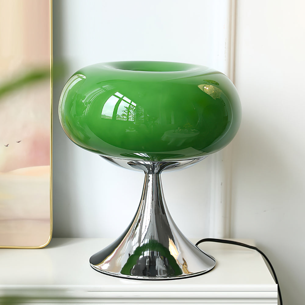 Table Lamp Metal 11 in LED Indoor Living Room Bedroom Desk Night Light Chrome White Green Cream | Thomler