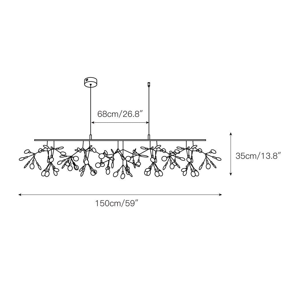 Chandelier Metal Acrylic LED 150.0 cm White Dining Room Sculptural Branch Ceiling Light Fixture | Thomler