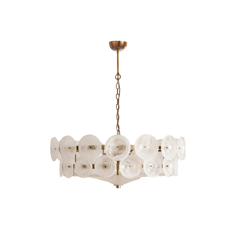 Chandelier Glass Circular Disc 23.6 in Orange Indoor Dining Living Room Lighting Fixture Vintage Modern Pendant | Thomler