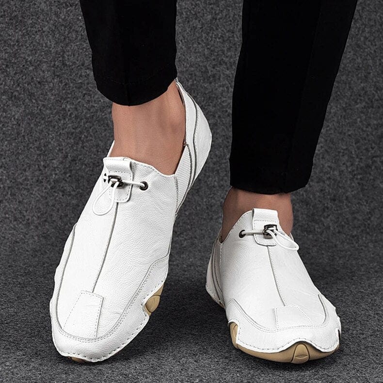 Navando | Hoogwaardig leer slip-ons met elastische vetersluiting