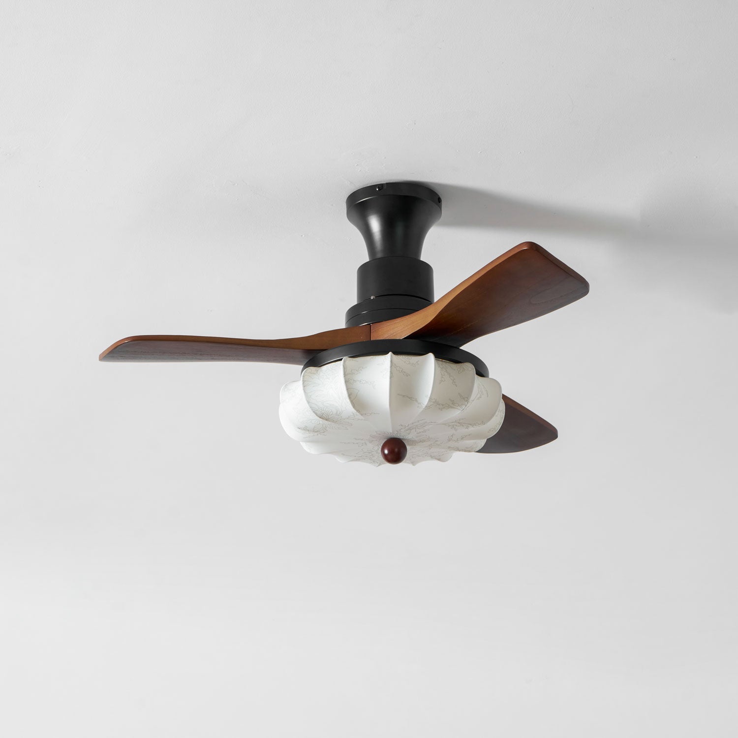 Fabric Ceiling Fan Light 36–52 in Adjustable Walnut Wood Blades Indoor Dining Living Room Bedroom Lighting | Thomler