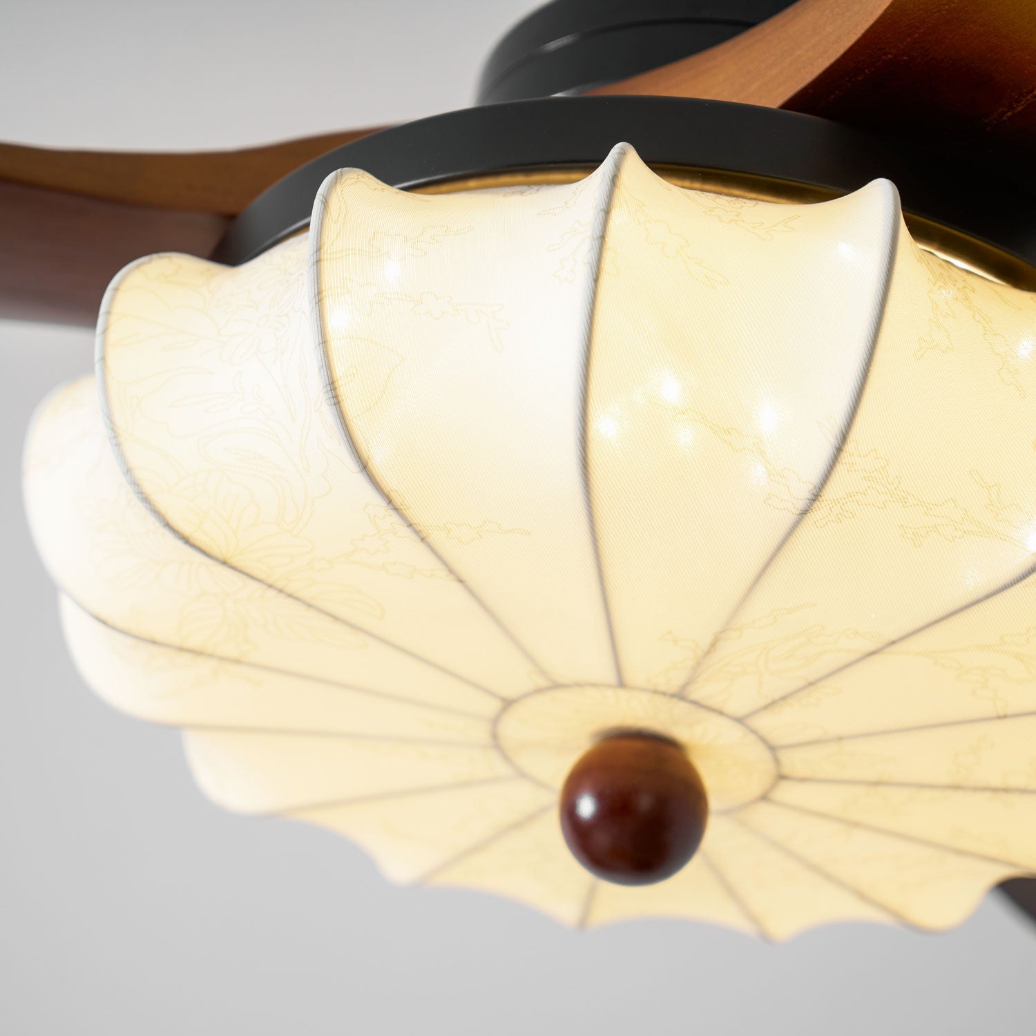 Fabric Ceiling Fan Light 36–52 in Adjustable Walnut Wood Blades Indoor Dining Living Room Bedroom Lighting | Thomler