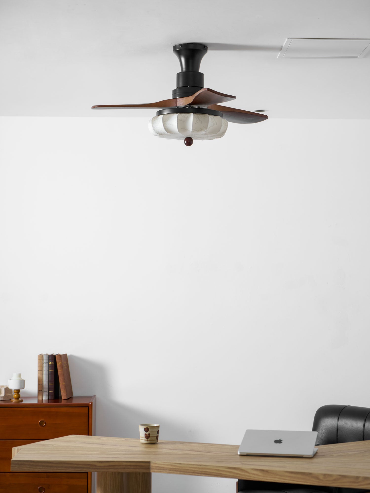Fabric Ceiling Fan Light 36–52 in Adjustable Walnut Wood Blades Indoor Dining Living Room Bedroom Lighting | Thomler