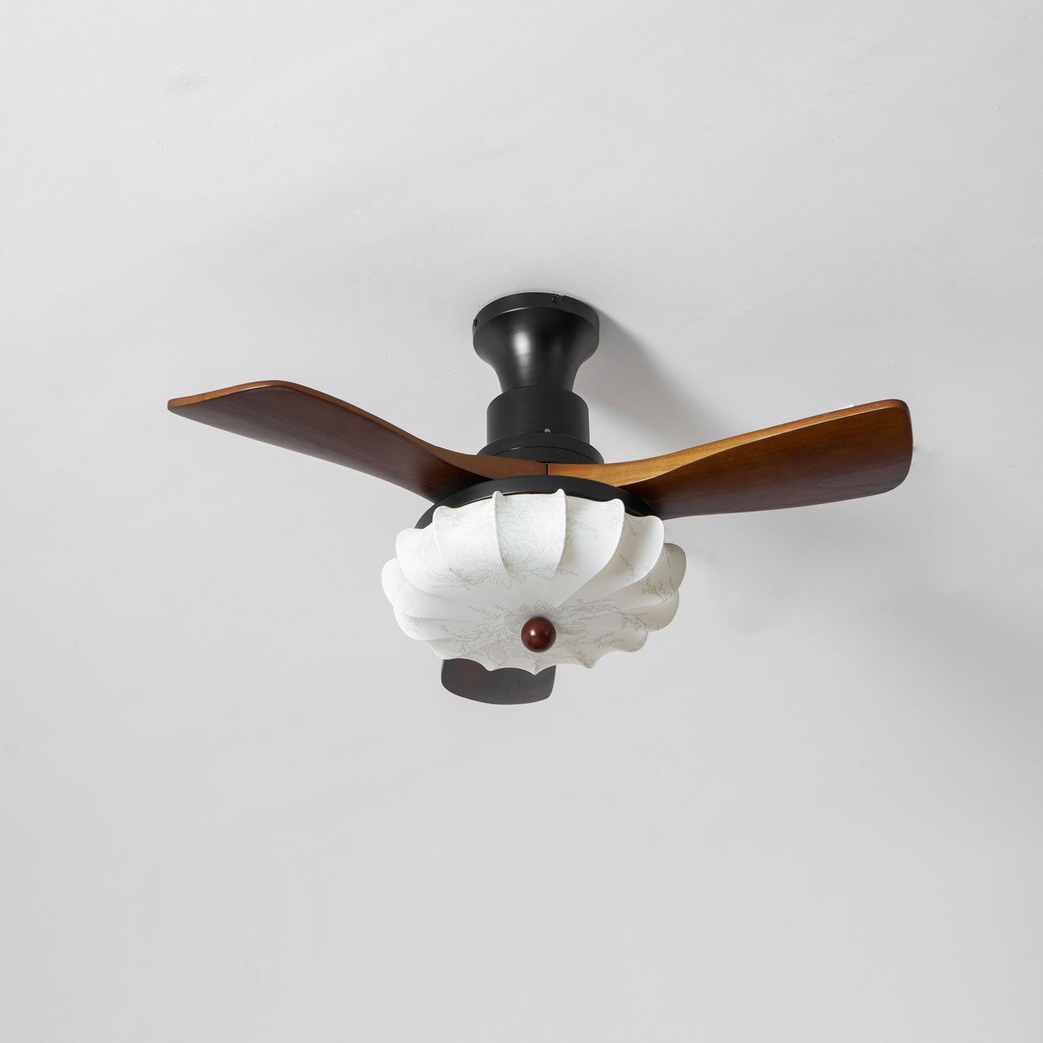 Fabric Ceiling Fan Light 36–52 in Adjustable Walnut Wood Blades Indoor Dining Living Room Bedroom Lighting | Thomler