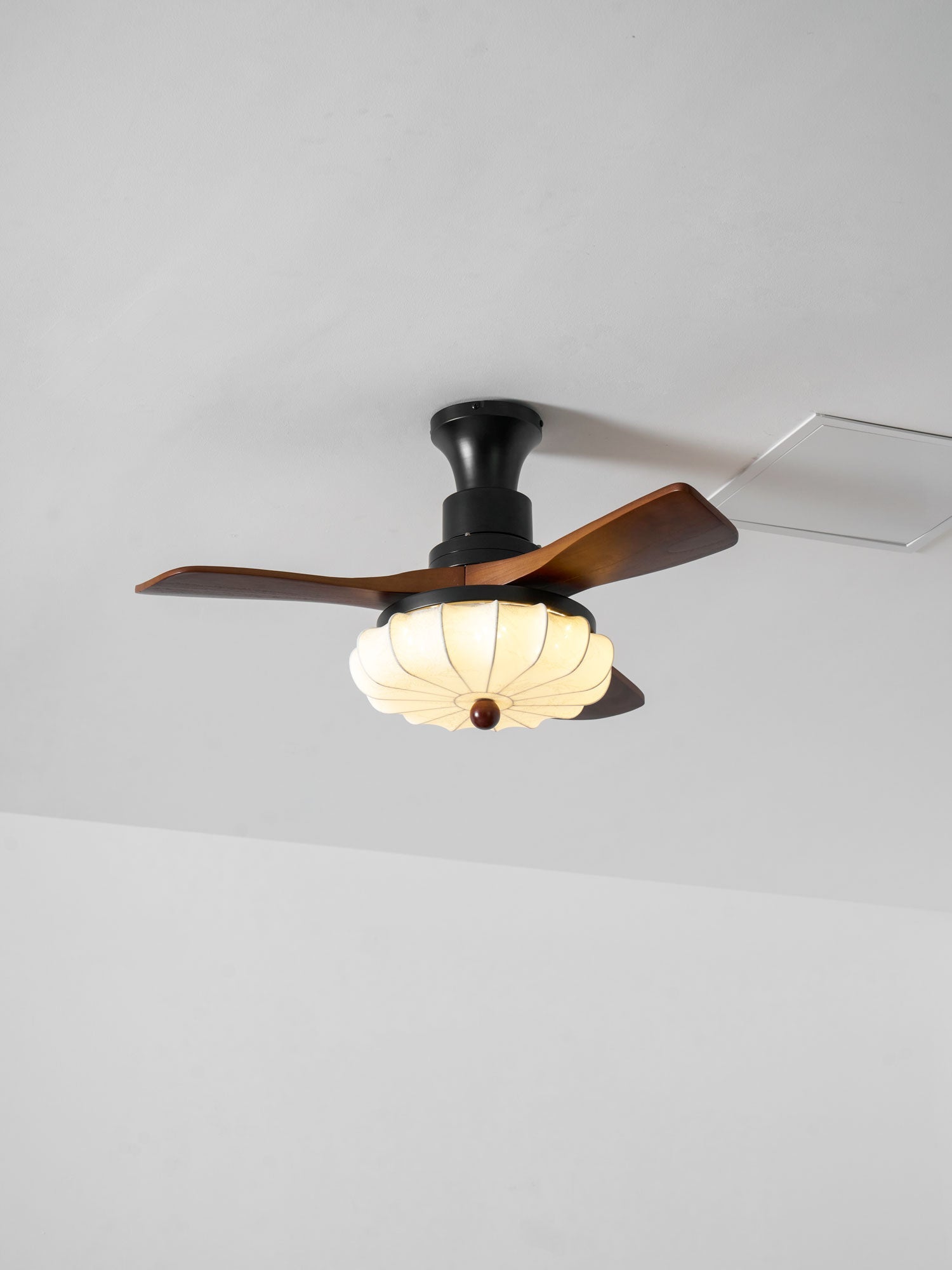 Fabric Ceiling Fan Light 36–52 in Adjustable Walnut Wood Blades Indoor Dining Living Room Bedroom Lighting | Thomler