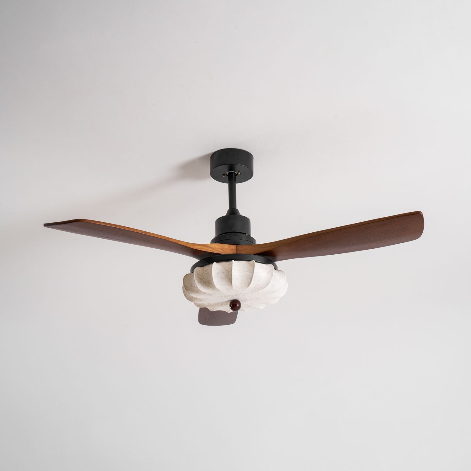 Fabric Ceiling Fan Light 36–52 in Adjustable Walnut Wood Blades Indoor Dining Living Room Bedroom Lighting | Thomler