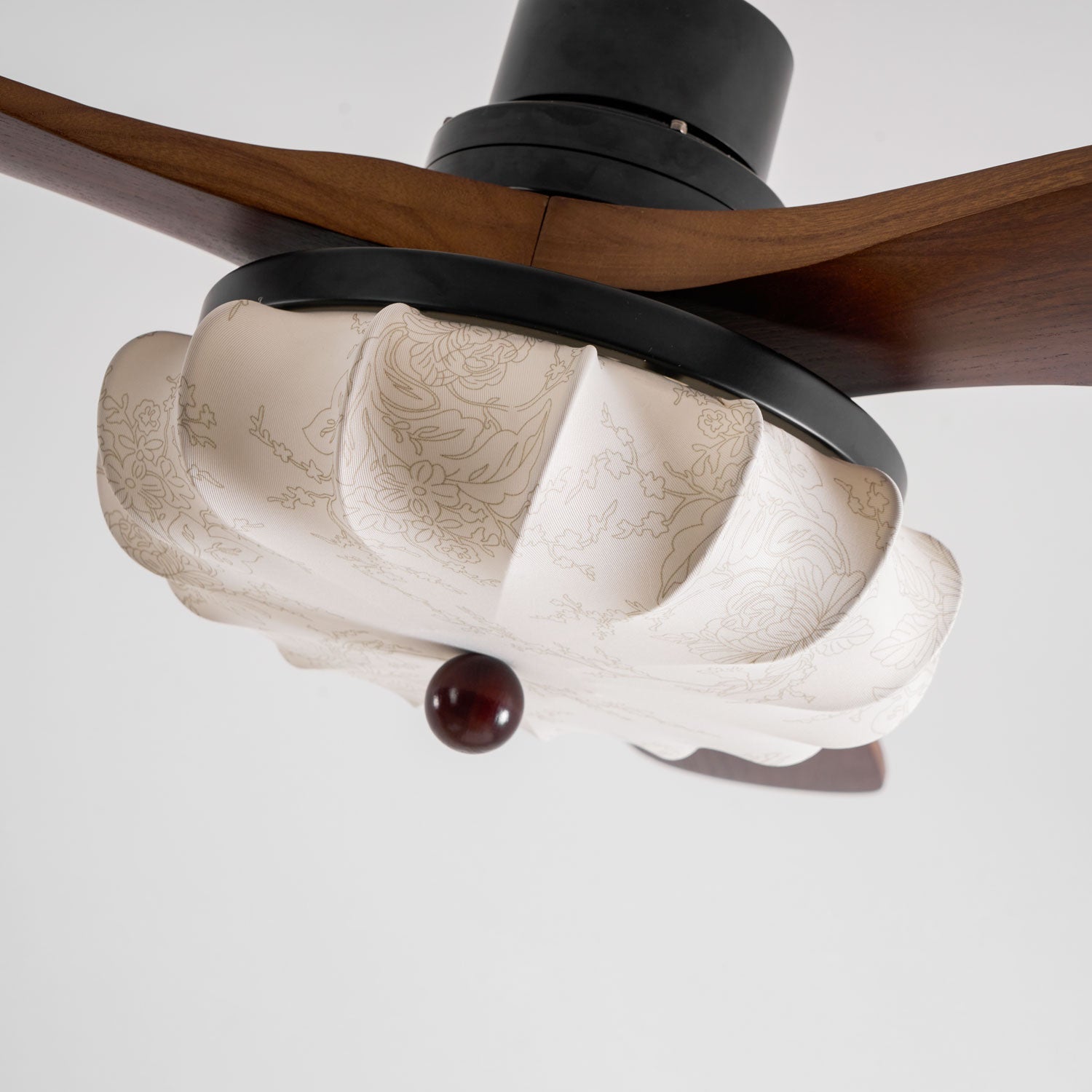 Fabric Ceiling Fan Light 36–52 in Adjustable Walnut Wood Blades Indoor Dining Living Room Bedroom Lighting | Thomler