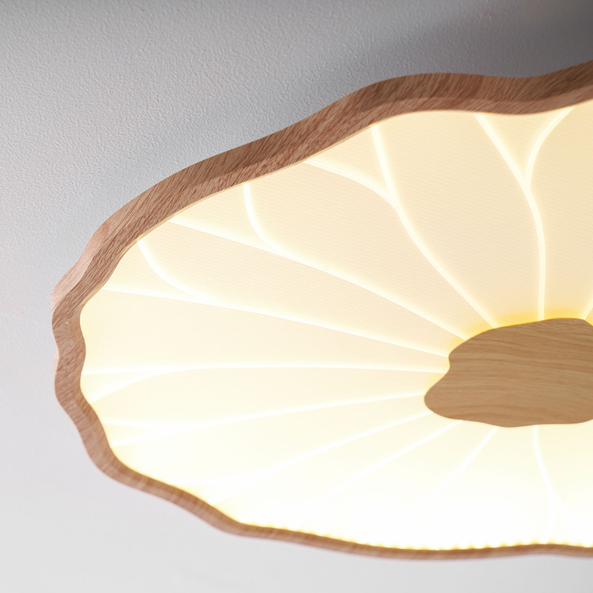 Ceiling Light Acrylic Wood Look LED 135.0 cm Living Room Organic Lotus Leaf Flush Mount Fixture | Thomler