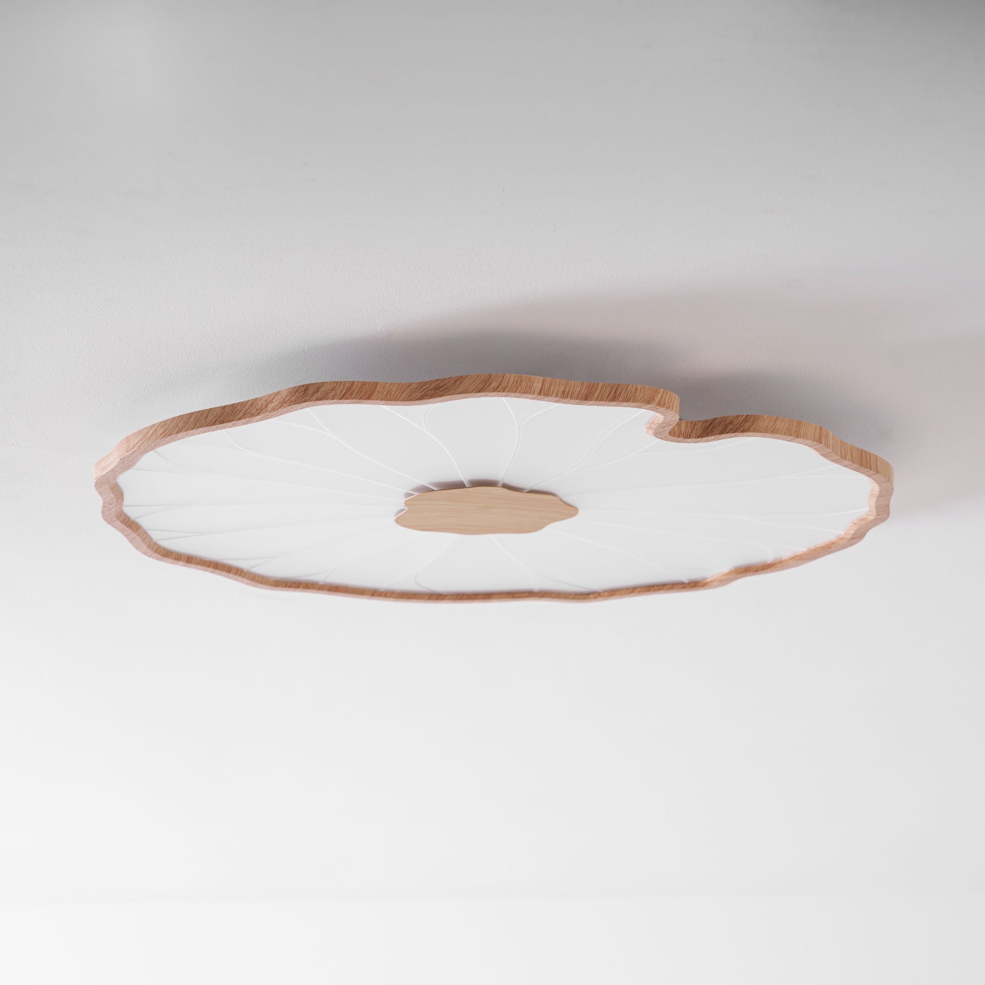 Ceiling Light Acrylic Wood Look LED 135.0 cm Living Room Organic Lotus Leaf Flush Mount Fixture | Thomler