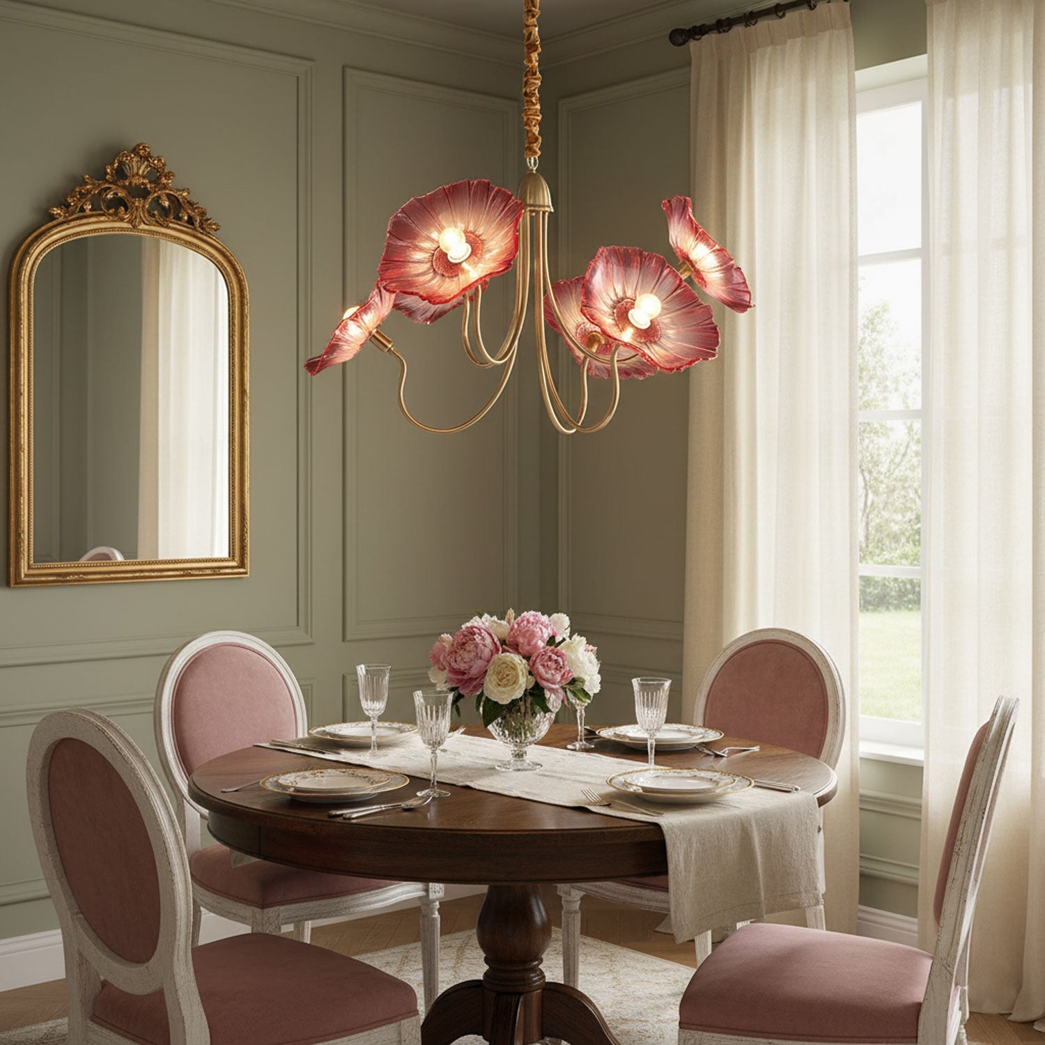 Leaf-Shaped Frosted Glass Chandelier 35.4 in x 21.7 in Gold Indoor Ceiling Lighting Dining Room Living Room | Thomler