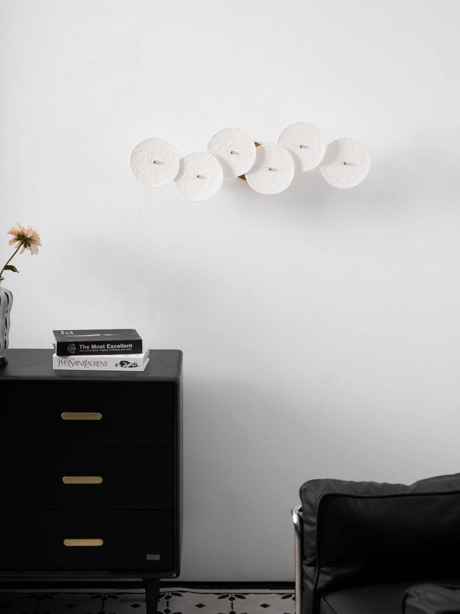 Ceramic Wall Lamp 19.7 in Vertical Lotus Cascade Gold Indoor LED Decorative Lighting | Thomler