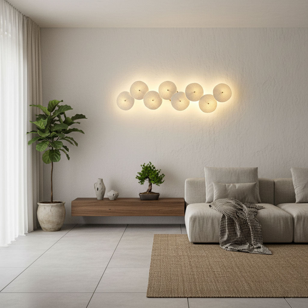 Ceramic Wall Lamp 19.7 in Vertical Lotus Cascade Gold Indoor LED Decorative Lighting | Thomler